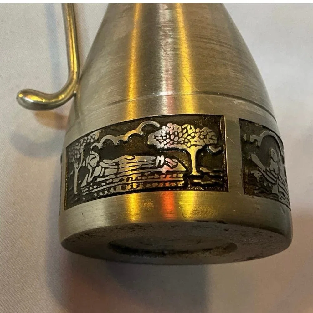 Vintage~Oriental~Kajit Pewter Thailand Co~Tin 97% Bangkok~Bub Vase~4 Scenes